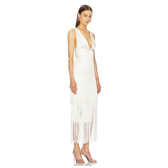 Michael Costello White Fringe Midi Dress - Picture 2 of 10